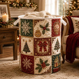Snowflake & Wreath Patchwork | Quilted Laundry Basket