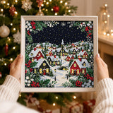 Christmas Village Cross Stitch Pattern | Winter Town Embroidery | Easy Holiday Project | Cozy Nordic Decor