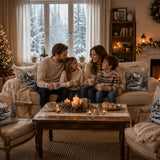 Christmas Tapestry Pillow Cover, Winter Scene Cozy Holiday Accent