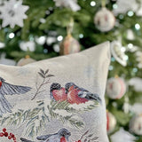 Silver Christmas Gobelin Pillow Cover, Woven Tapestry Cushion Cover with Silver Lurex, Holiday Throw Pillow, Festive Home Decor