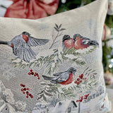 Silver Christmas Gobelin Pillow Cover, Woven Tapestry Cushion Cover with Silver Lurex, Holiday Throw Pillow, Festive Home Decor
