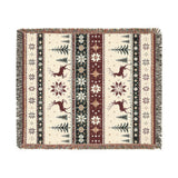 Cosy Christmas Reindeer Blanket – Woven Red and Green Throw