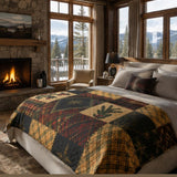 Navy Plaid Patchwork | Quilted Bedding Set