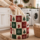 Snowflake & Wreath Patchwork | Quilted Laundry Basket