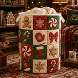 Snowflake & Wreath Patchwork | Quilted Laundry Basket