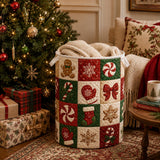 Snowflake & Wreath Patchwork | Quilted Laundry Basket