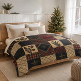 Navy Plaid Patchwork | Quilted Bedding Set