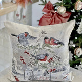 Silver Christmas Gobelin Pillow Cover, Woven Tapestry Cushion Cover with Silver Lurex, Holiday Throw Pillow, Festive Home Decor