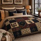 Navy Plaid Patchwork | Quilted Bedding Set