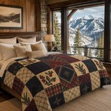 Navy Plaid Patchwork | Quilted Bedding Set
