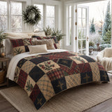 Navy Plaid Patchwork | Quilted Bedding Set
