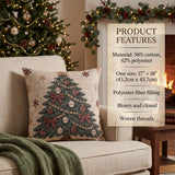 Woven Christmas Tree Tapestry Throw Pillow, Decorative Holiday Cushion For Living Room Home Decor
