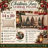 Rustic Christmas Tree Lumbar Pillow, Farmhouse Holiday Decor (14x20)