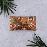 Christmas Throw Pillow, Santa Stamp Design, Festive Holiday Decor (Insert Included)