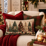 Rustic Christmas Tree Lumbar Pillow, Farmhouse Holiday Decor (14x20)