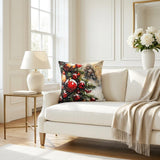 Classic Christmas Tree Pillow | Watercolor Ornaments, Snowy Branches (14-20 Inch)