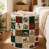 Woodland Winter Patchwork | Quilted Laundry Basket