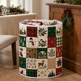 Woodland Winter Patchwork | Quilted Laundry Basket