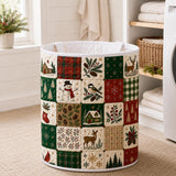 Woodland Winter Patchwork | Quilted Laundry Basket