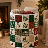Woodland Winter Patchwork | Quilted Laundry Basket