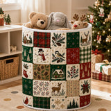 Woodland Winter Patchwork | Quilted Laundry Basket