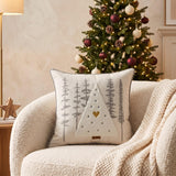 Christmas Pillow Cover, Winter Home Decor, Snowy Village Cushion, Farmhouse Holiday Accent, Embroidered Snowflake Throw Pillow, Xmas Gift