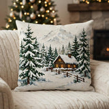 Christmas Pillowcase Snowy Village Pillow Christmas Decor Holiday Throw Pillow Winter Home Decor Snowy Church Pillow Christmas Couch Decor