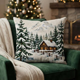 Christmas Pillowcase Snowy Village Pillow Christmas Decor Holiday Throw Pillow Winter Home Decor Snowy Church Pillow Christmas Couch Decor