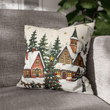 Christmas Pillowcase Snowy Village Pillow Christmas Decor Holiday Throw Pillow Winter Home Decor Snowy Church Pillow Christmas Couch Decor