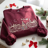 Burgundy Sleigh Village | Cozy Sweater