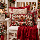 Gingerbread Village Lumbar Pillow, Festive Christmas Home Decor (14x20 inch)