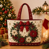Santa & Pine Trees | Handcrafted Bag