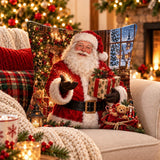 Santas Christmas Magic Pillow, Santa Claus Decor, Cozy Holiday Throw Pillow