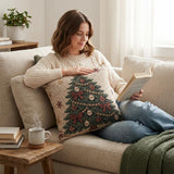 Woven Christmas Tree Tapestry Throw Pillow, Decorative Holiday Cushion For Living Room Home Decor
