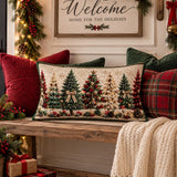 Rustic Christmas Tree Lumbar Pillow, Farmhouse Holiday Decor (14x20)