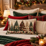 Rustic Christmas Tree Lumbar Pillow, Farmhouse Holiday Decor (14x20)