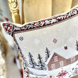 Beige Christmas Tapestry Pillow Cover, Holiday Cushion Cover, Microfiber Throw Pillow Case, Neutral Winter Home Decor