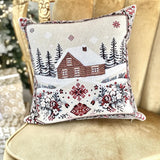 Beige Christmas Tapestry Pillow Cover, Holiday Cushion Cover, Microfiber Throw Pillow Case, Neutral Winter Home Decor