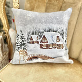 White Christmas Tapestry Pillow Cover, Microfiber Holiday Cushion Cover, Winter Throw Pillow Case, Cozy Christmas Home Decor