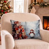 Christmas Lumbar Throw Pillow Cover, Festive Red Wagon Rectangular Case