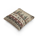 Winter Village Woven Pillow Snowy Christmas Village Rustic Cabin Decor Scandinavian Holiday Throw Pillow Woodland Winter Tapestry Cushion