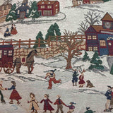 Vintage Winter Village Tapestry Pillow, Christmas Holiday Throw Cushion