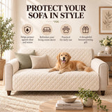 Christmas Poinsettia Patchwork Quilted Couch Cover, Holiday Sofa Protector