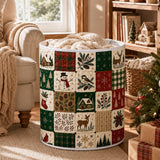 Woodland Winter Patchwork | Quilted Laundry Basket