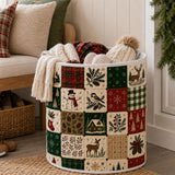 Woodland Winter Patchwork | Quilted Laundry Basket