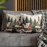 Christmas Pillowcase Snowy Village Pillow Christmas Decor Holiday Throw Pillow Winter Home Decor Snowy Church Pillow Christmas Couch Decor
