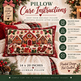 Gingerbread Village Lumbar Pillow, Festive Christmas Home Decor (14x20 inch)