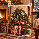 Glowing Tree & Presents | Quilted Laundry Basket