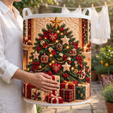 Glowing Tree & Presents | Quilted Laundry Basket