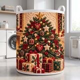Glowing Tree & Presents | Quilted Laundry Basket